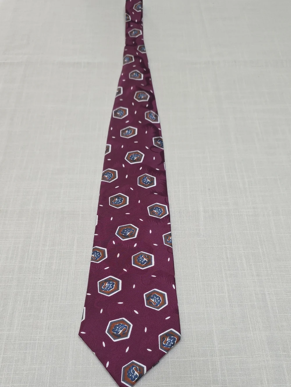 Vintage Halston Men's Burgundy Patterned Italian Silk Tie